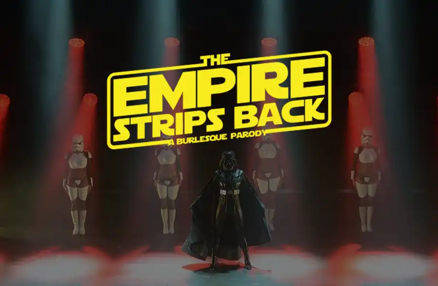 A performer stunningly fuses Star Wars iconic style with burlesque flair, captivating audiences with her humor and sensuality.
